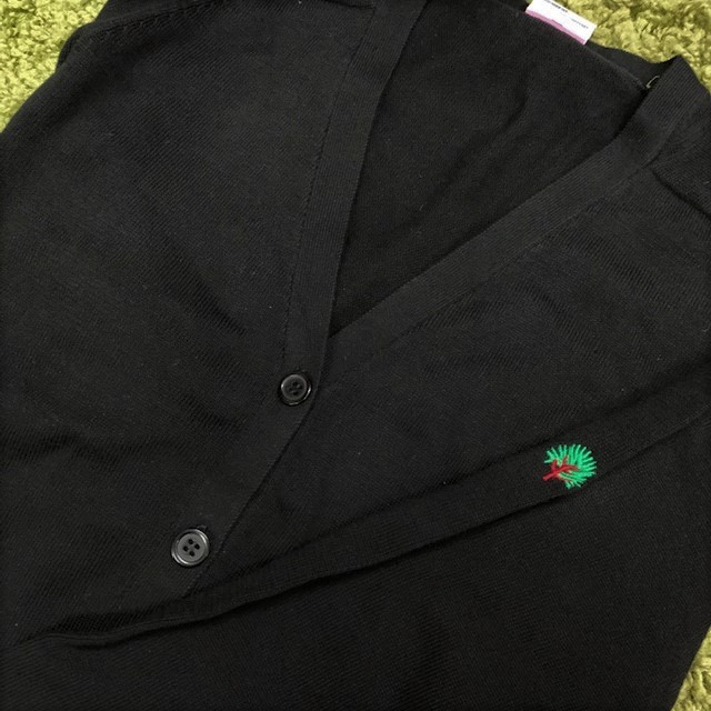 Girls Black V Neck Cardigan Inc Tree Embroidered Logo